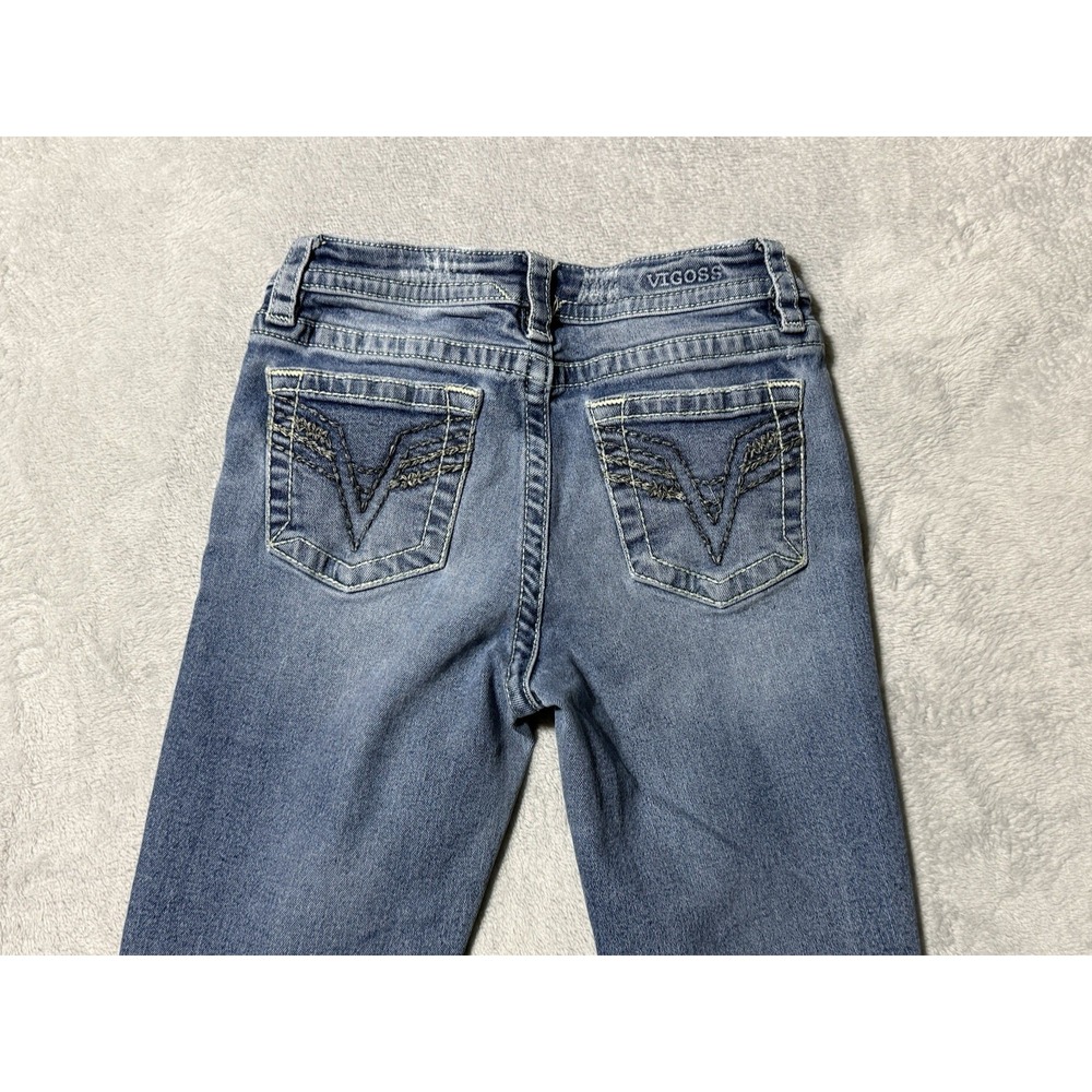 Vigoss‎ Jeans Womens 25 Slim Boot Bootcut Medium Wash Denim Button Fly 25x29